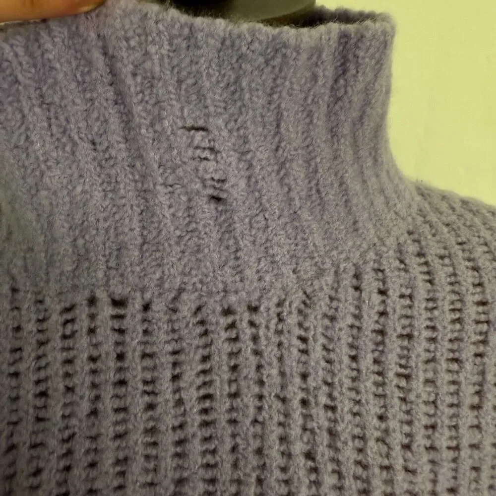SPIRITUAL GANGSTER Eva Funnel Neck Sweater XS Dark Wisteria Purple Cable Knit A2